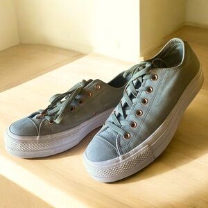 CHUCK TAYLOR CONVERSE LEATHER ALL STAR PLATFORM Sneakers Low Dark Stucco…